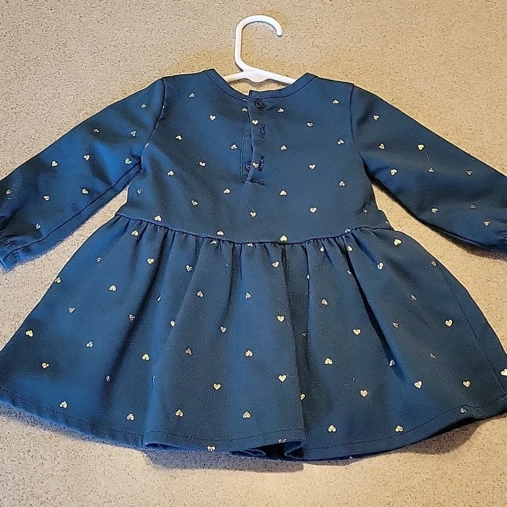 Carter's Blue Dress With Gold Hearts 9 Months
